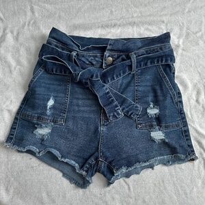High waisted denim shorts